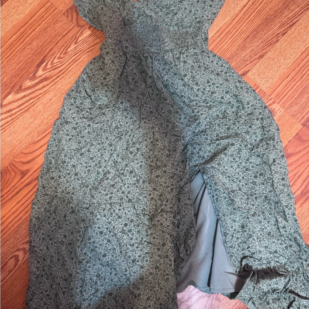 Hollister Green Patterned Long Sleeve Dress